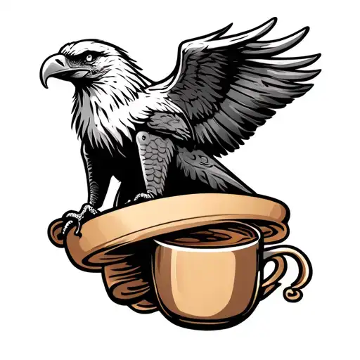 Eagle Crest With Coffee And Scroll