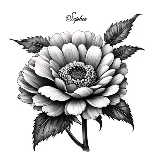 Realism Marigold Flower With The Name Sophie Incorporated Within