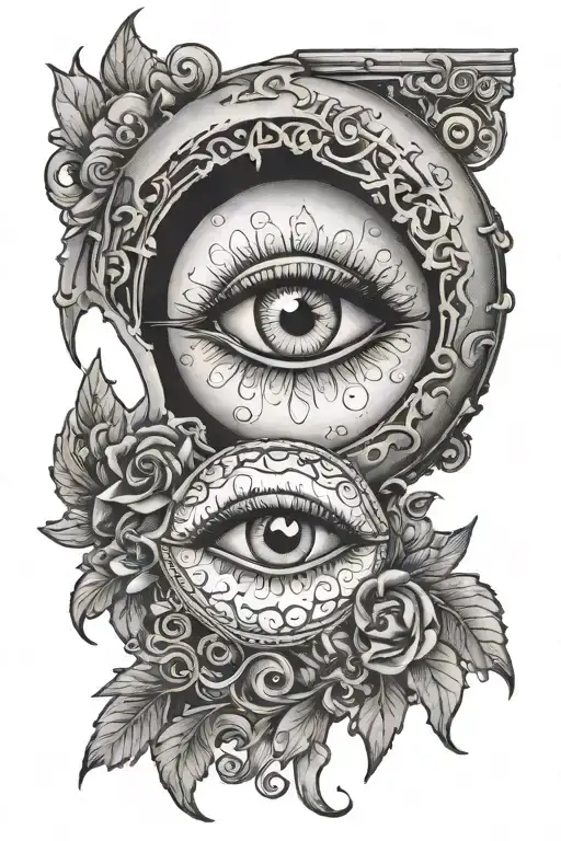 Partial Moon With Evil Eye Hanging From It