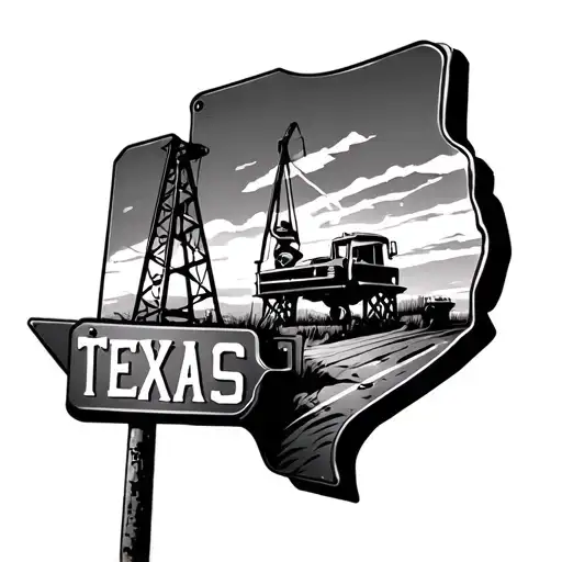 Texas With Street Sign And Oil Rig