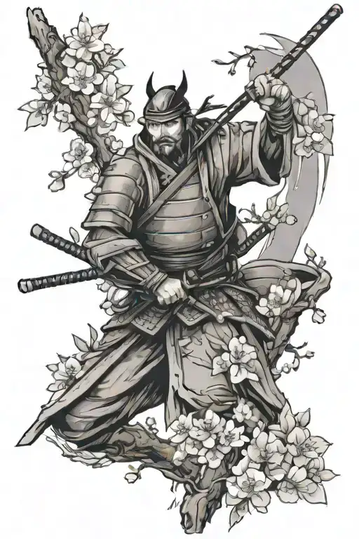 Ronin And Cherry Blossom Branches