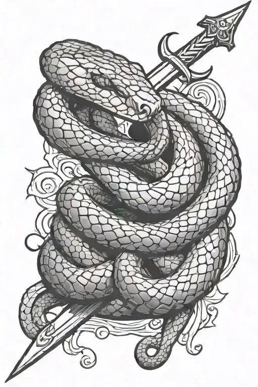 Snake Wrapped Around Sword