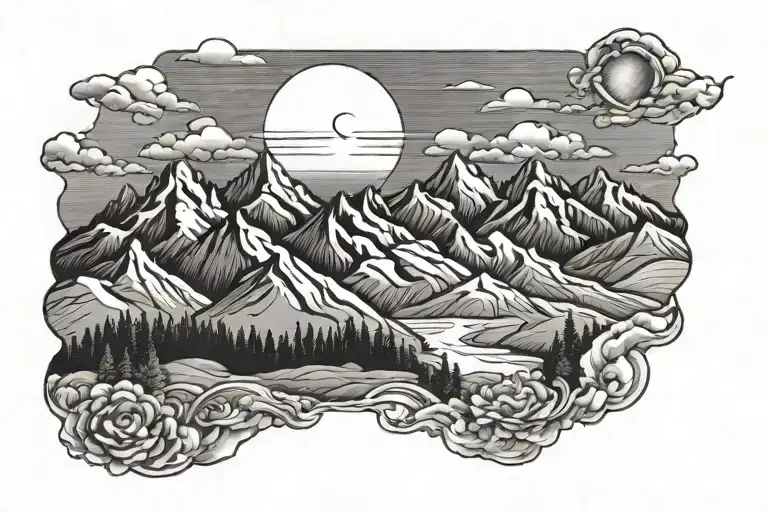 Mountains With Sun Rising