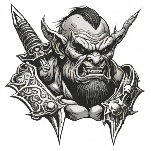 Orc Face With Sword