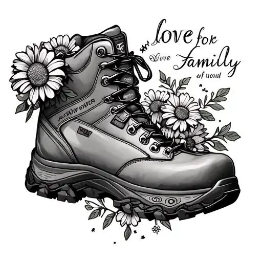 A Hiking Boot Filled With Blooming Flowers And A Hidden Message About Love For Family On The Laces