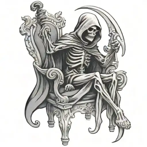 Grim Reaper Sitting On A Throne