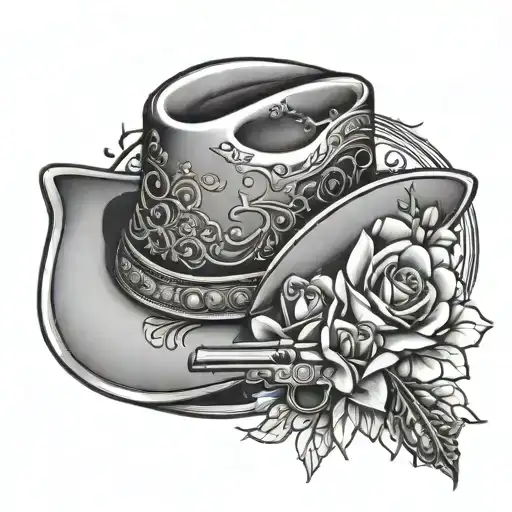 Guns Cowboy Hat Flowers