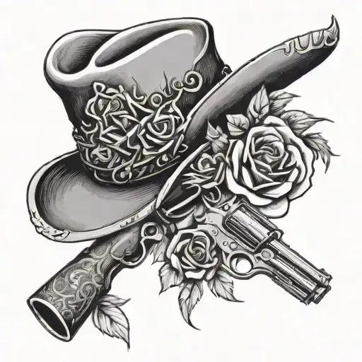 Cowboy Hat With Guns And Roses