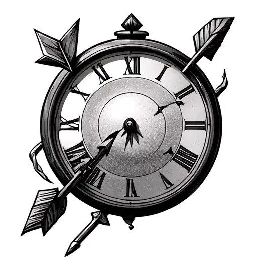 Sand Clock And Arrow Going