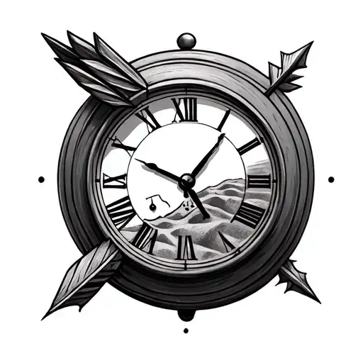 Sand Clock And Arrow Going