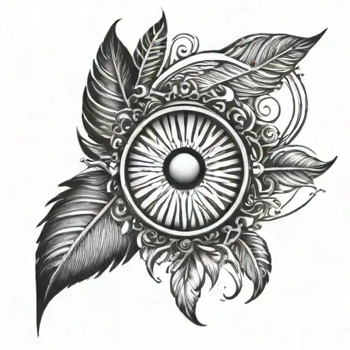 Half Feather And Half Sun Rising