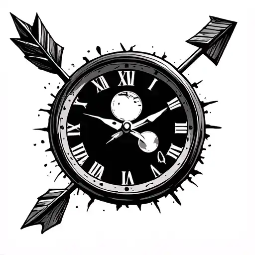 Sand Clock And Arrow Going Thru