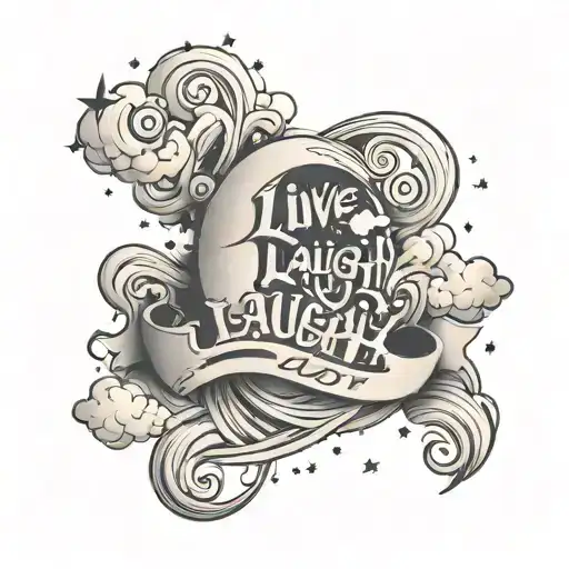 A Live Laugh Love In A Wavy Design On The Inside If The Bicep With Clouds And Stars