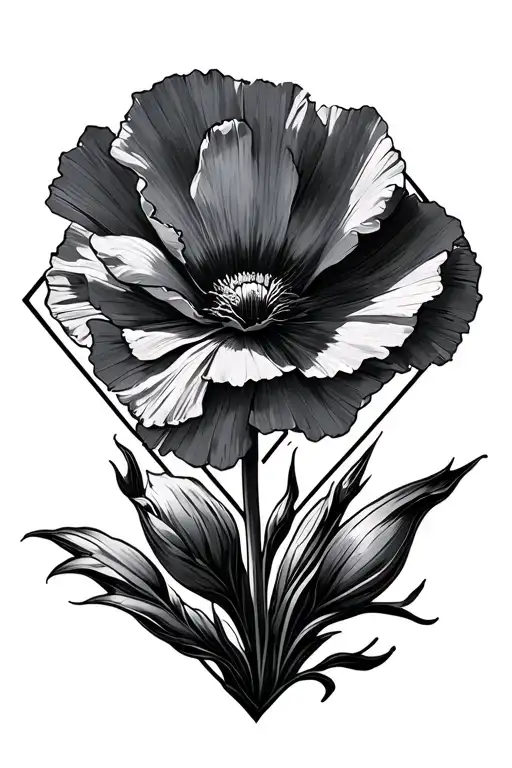 California Poppy Flower Blooming Out Of A Diamond Shape