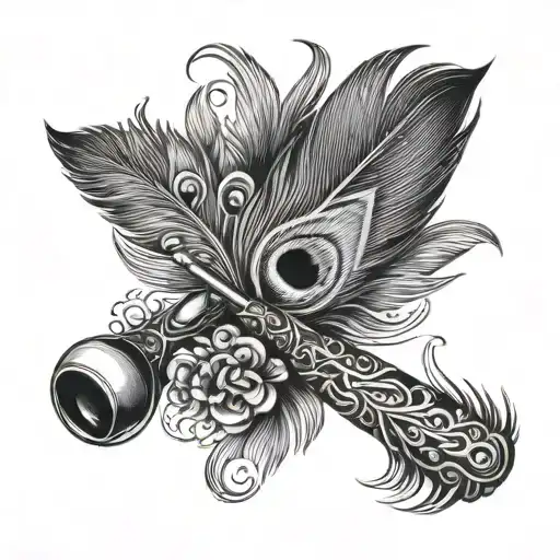 Flute And Peacock Feather