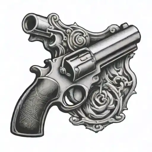 A Photo Legend Wit The L In The Word Legend As A Gun With A Extended Clip Tattoo Idea