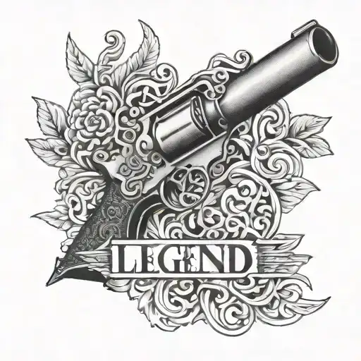 The Name Legend Wit The L In The Word Legend As A Gun With A Extended Clip Tattoo Idea