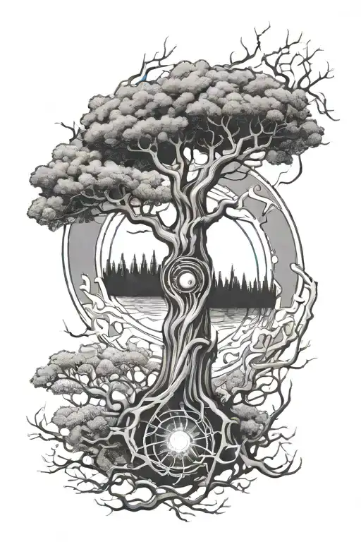 Black Hole Above World Tree Branch