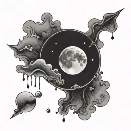 Moon Made With Ink Drops Edges