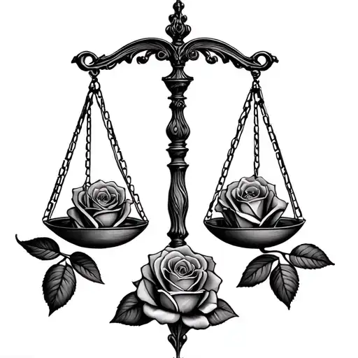 Libra Scale And Rose