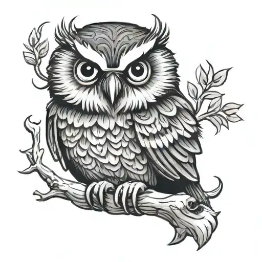 Little Angry Owl Sitting