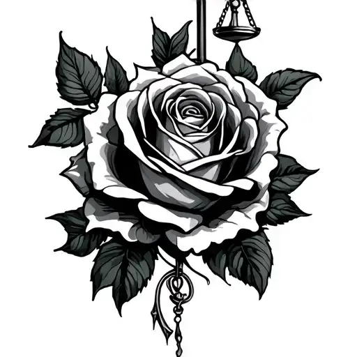Libra Scale And Rose