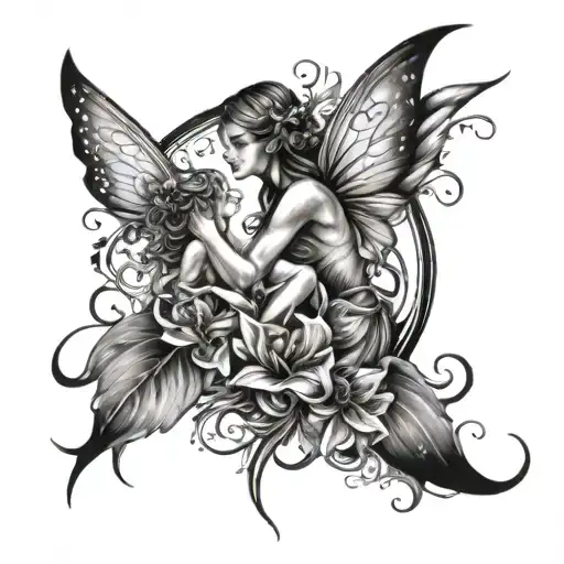 Fairy Flying Flowers Intertwined