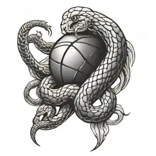 Basketball Ball And Coiled Snake