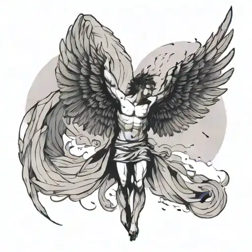 Minimalism Icarus Falling With Wings Spread