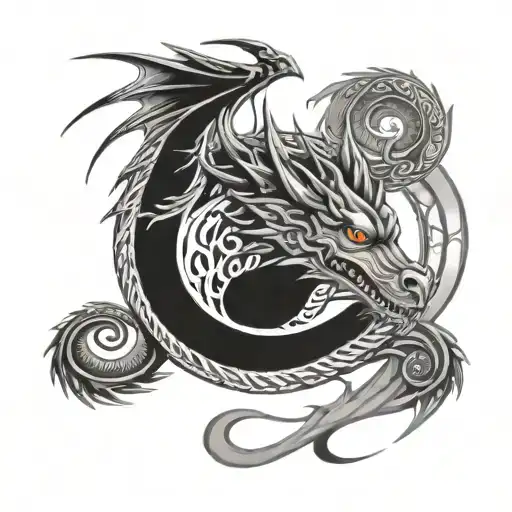 Ouroboros Dragon With Eye Symbol Integrated