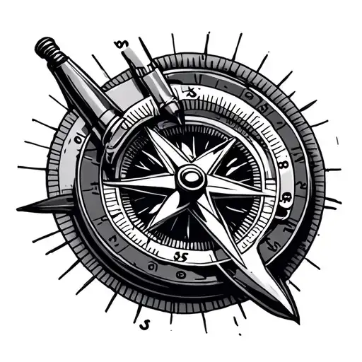Compass With Motorcycle Engine Intertwined
