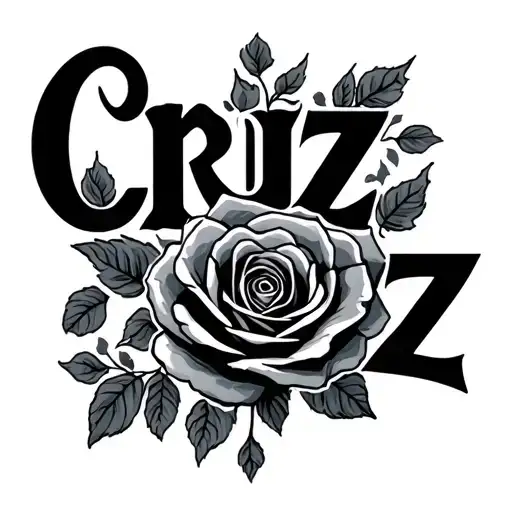Cruz Lettering With Rose
