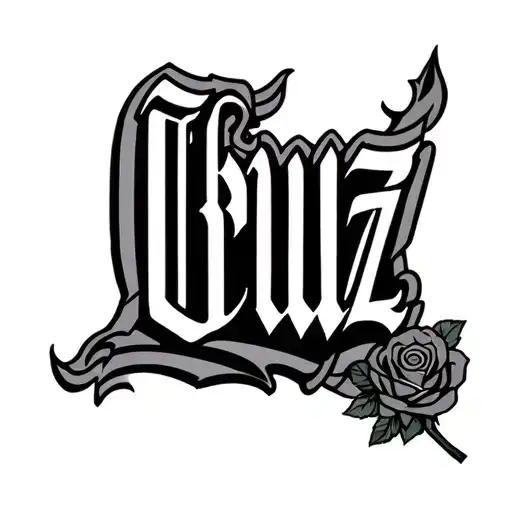 Cruz Lettering With Rose Stem