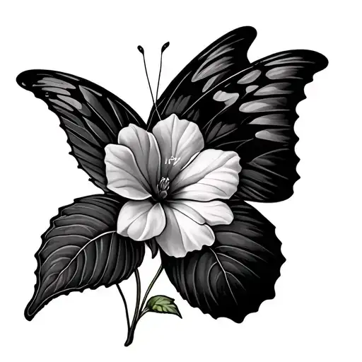 Butterfly With Morning Glories As One Wing