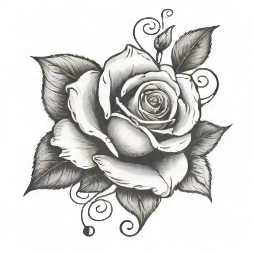 Rose Flower And 5 And Notes Of Music Notes Floating And S And N