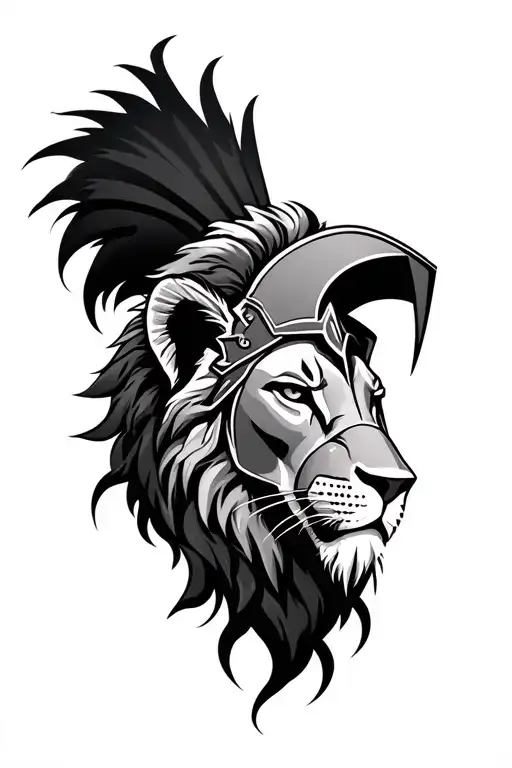 Lion And Spartan Warrior