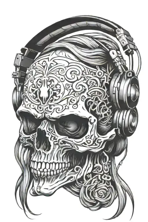 Skull Wearing Headphones