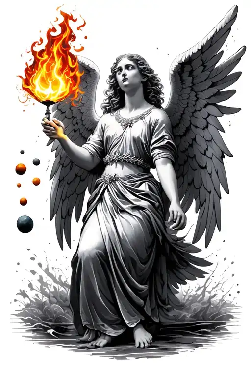 Illustrative Angel Juggling Fire