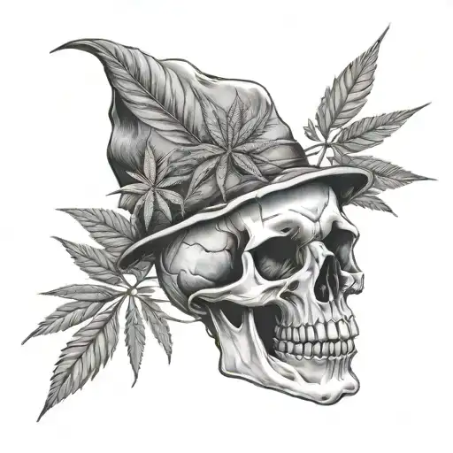 Skull And Weed Leaf