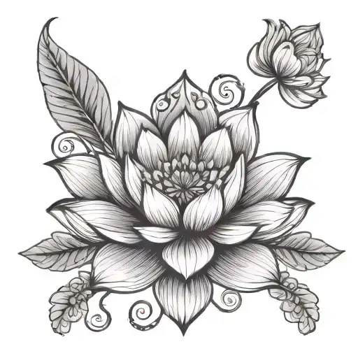 Unalome Symbol With Lotus And Virgo Zodiac Sign