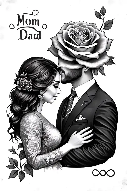 Mom And Dad With A Rose And A Infinity Symbol