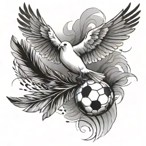 Dove Flying Other A Football Goal Dropping A Feather