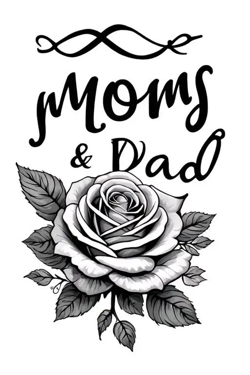 Mom And Dad Written With A Rose And A Infinity Symbol