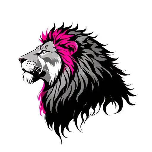 Lion And Pink Head