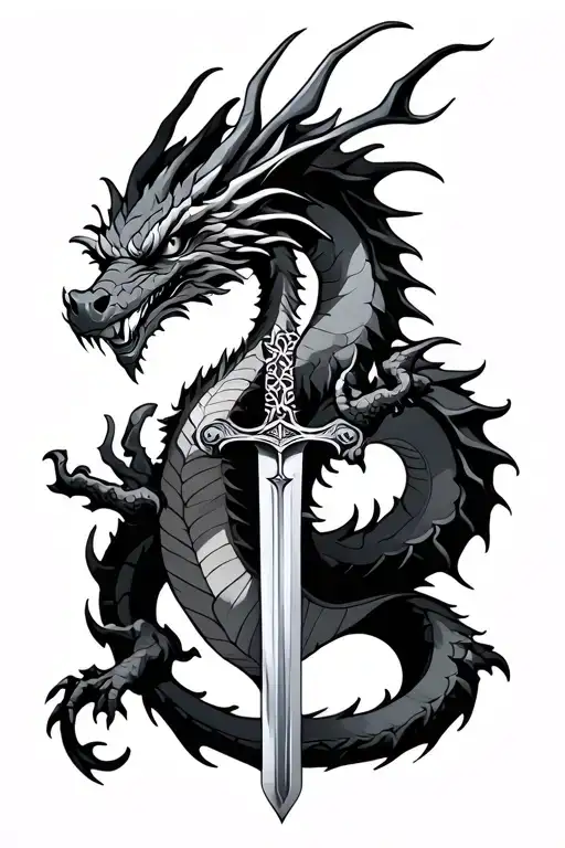 Dragon Who Meanders Around A Sword