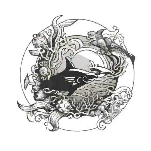 Ocean Life Swimming In A Circle