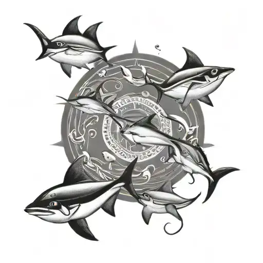 Salt Fish And Manta Rays Swimming In A Circle