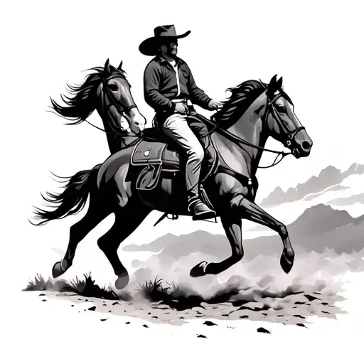 Cowboy Riding A Horse