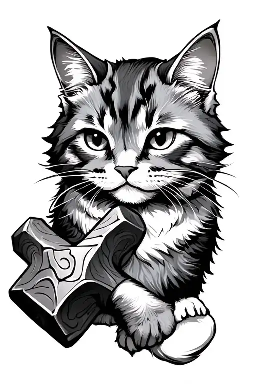 Simple Cat With Thors Hammer