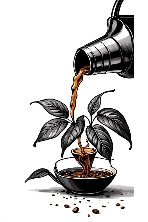 Coffee Pouring Making Coffee Plant Growing